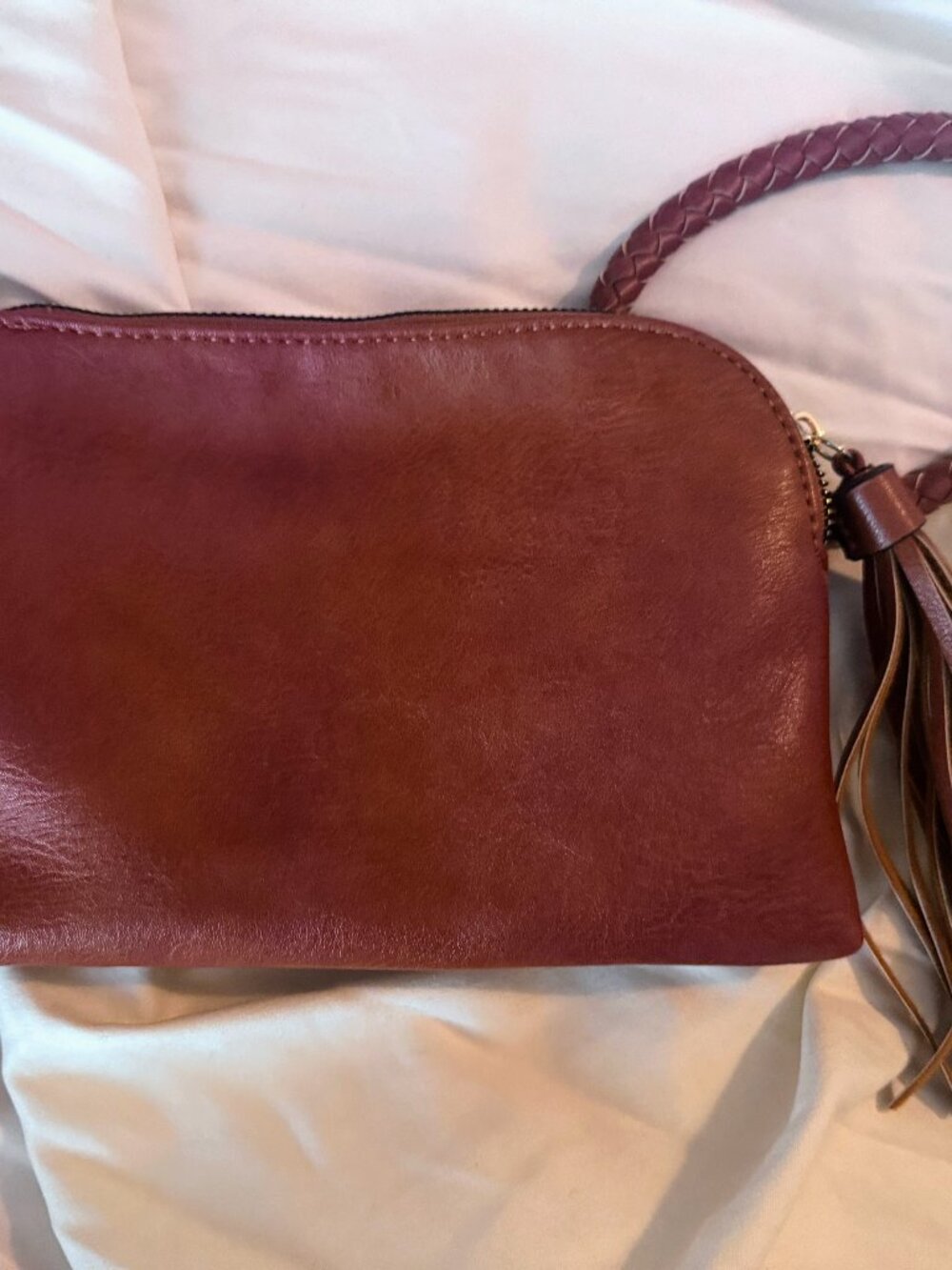 Metro Muse Brown Braided Ring Wristlet Clutch Vegan Leather